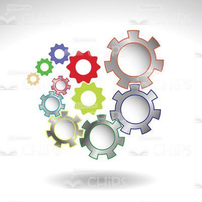 Colored And Metallic Gears Set Vector Image-0