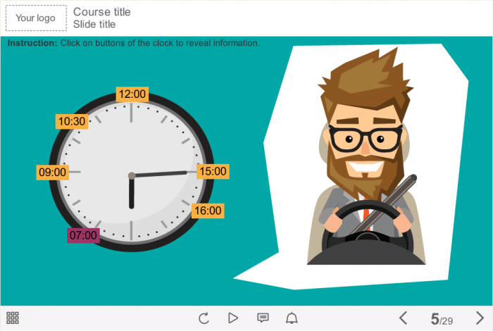 Buttons Placed Around Clock Face — e-Learning Templates for Articulate Storyline
