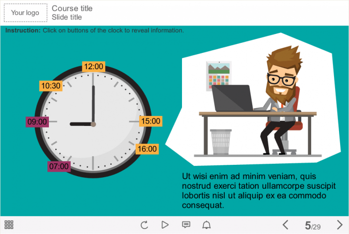 Large Round Clock — Articulate Storyline e Learning Templates