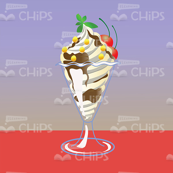 Ice Cream In Glass Cup Vector Image-0