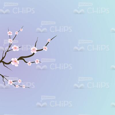 Cherry Branch Over Purple Blue Background Vector Image-0