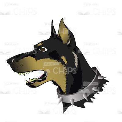 Angry Dog With Spiked Collar Profile View Vector Image-0