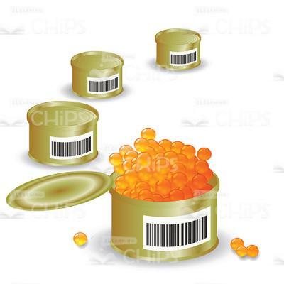 Red Caviar Cans With Barcode Vector Image-0