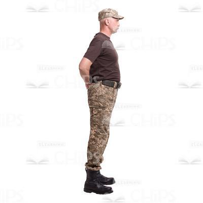 Profile View Mid-Aged Soldier With The Crossed Behind His Back Hands Cutout Photo-0