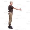 Gritting Mid-Aged Soldier Profile View Cutout Photo-0