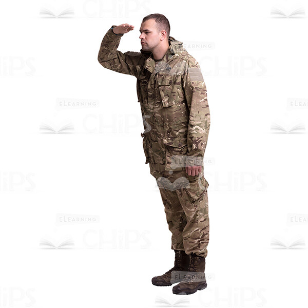 Peering Into The Distance Young Soldier In The Camouflage Cutout Photo-0