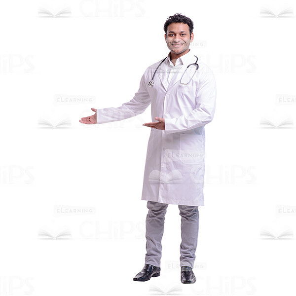 Cutout Photo Of Nice Doctor Pointing With Both Hands-0