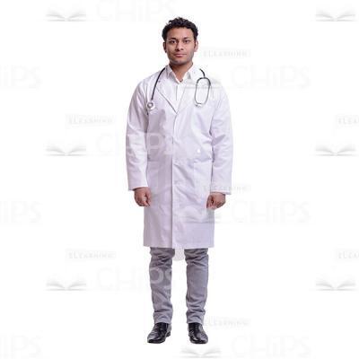 Calm Young Doctor Standing Upright Cutout Photo-0