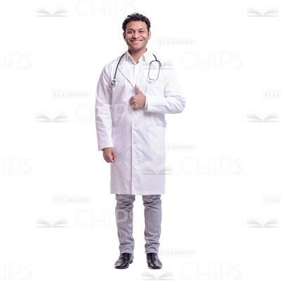 Cheerful Doctor Showing Thumb Up Gesture Cutout Image-0
