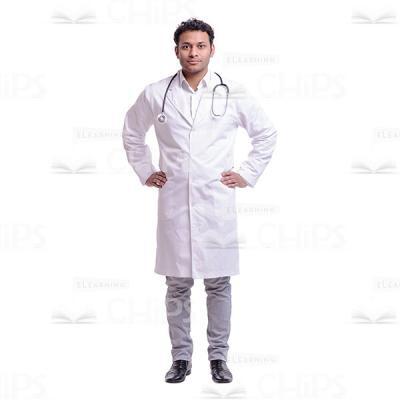 Focused Doctor With Hands On Hips Cutout Image-0
