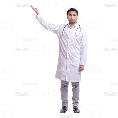 Serious Doctor Pointing Upwards Cutout Picture-0