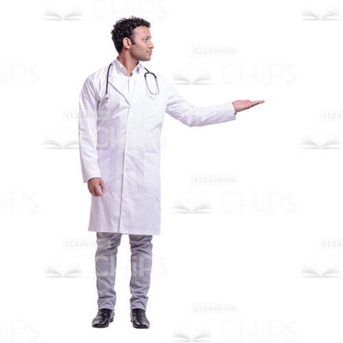 Handsome Young Doctor Pointing With Left Hand Cutout Picture-0