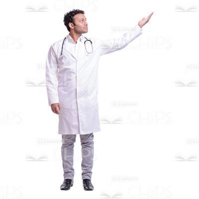 Cutout Picture Of Doctor Pointing Upwards With Left Hand-0