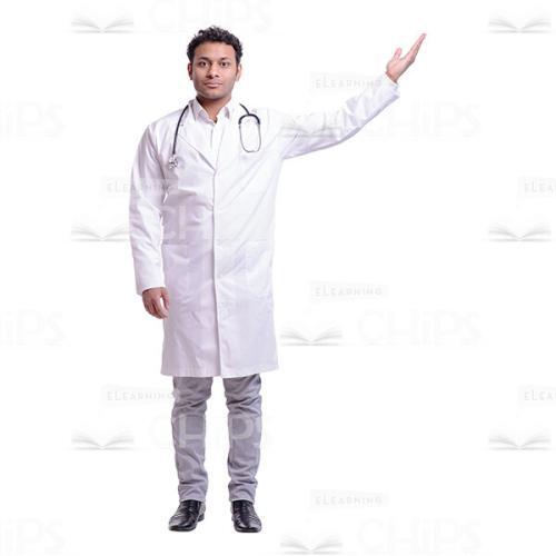 Cutout Picture Of Serious Doctor Pointing With Left Hand-0