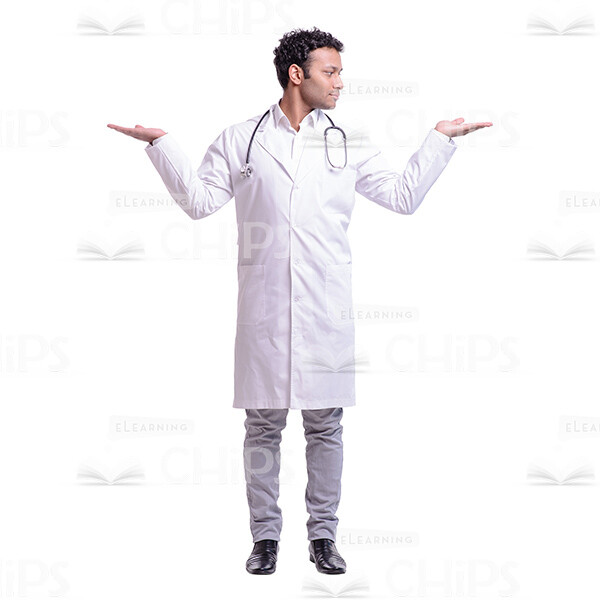 Doctor Imitating Scales Gesture And Looking Aside Cutout Photo-0