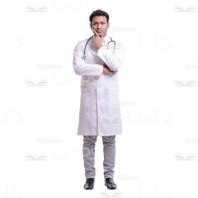 Thoughtful Doctor Wearing White Medical Gown Cutout Photo-0