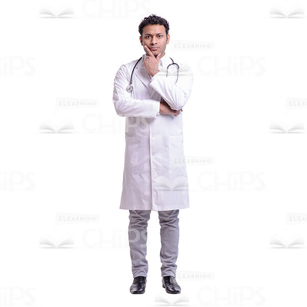 Thoughtful Doctor Wearing White Medical Gown Cutout Photo-0