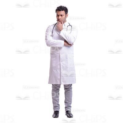 Cutout Photo Of Puzzled Doctor Holding Hand On Chin-0