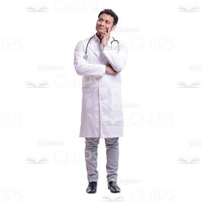 Smiling Doctor Thinking About Something Pleasant Cutout Photo-0