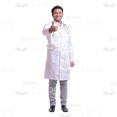 Doctor Showing Thumb Up With Right Hand Cutout Image-0