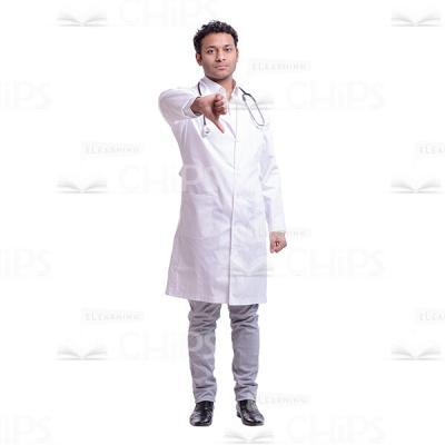 Cutout Image Of Focused Doctor Showing Thumb Down-0
