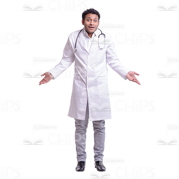 Cutout Image Of Surprised Doctor Spreads Arms-0