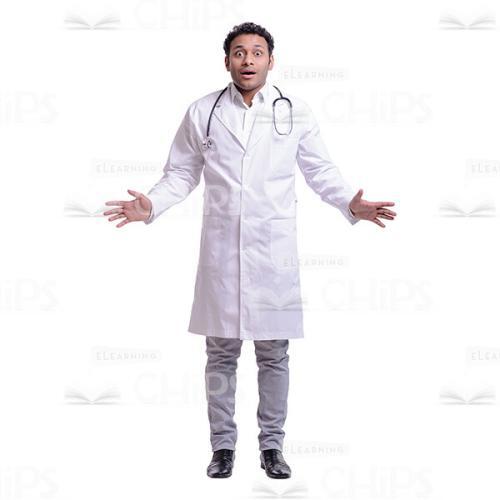 Surprised Doctor With Arms Wide Apart Cutout Image-0