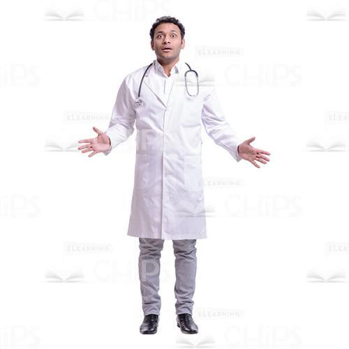 Shocked Doctor Spreads Arms Wide Apart Cutout Image-0