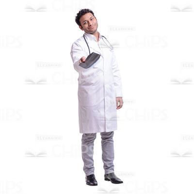 Cutout Photo of Embarrassed Doctor Extending X-rays -0