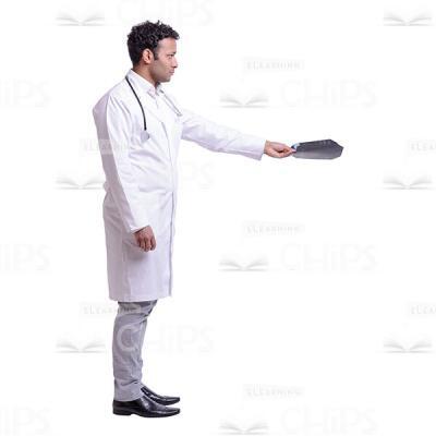 Cutout Photo of Serious Doctor Extending X-rays to Someone-0