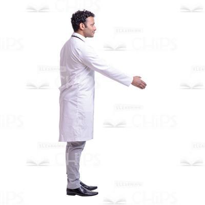 Cutout Picture of Handsome Young Doctor Extending His Hand to Welcome Someone-0