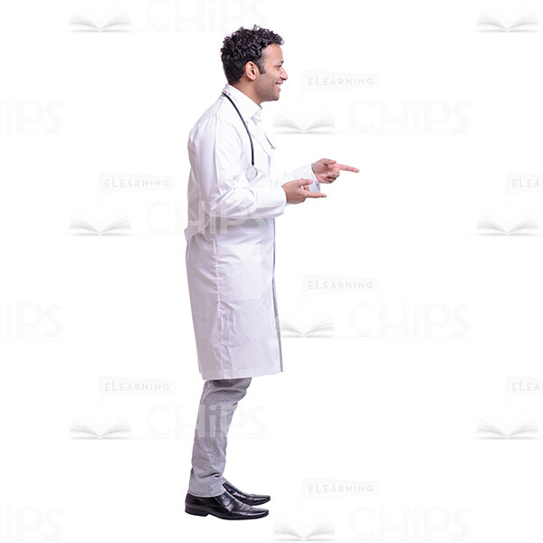 Cutout Image of Laughing Young Doctor Standing Sideways and Gesticulating-0