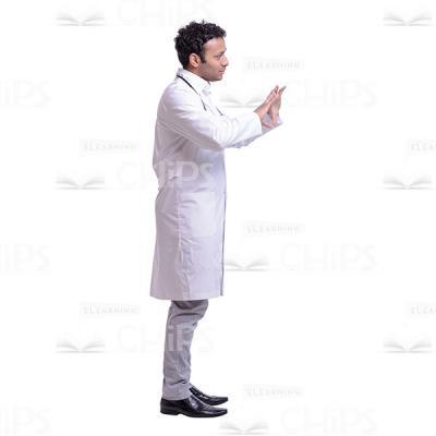 Cutout Picture of Handsome Young Doctor Showing Size with His Hand-0