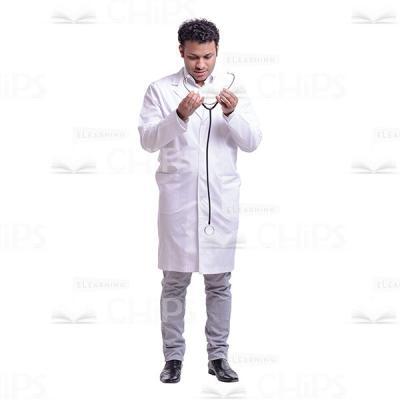 Cutout Picture of Handsome Young Doctor Going to Wear Stethoscope-0