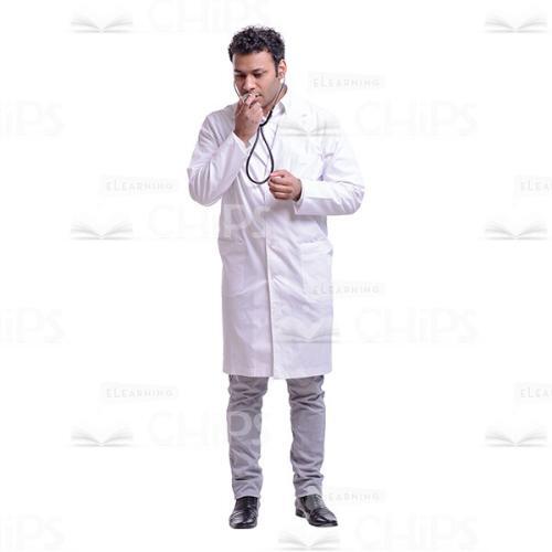Cutout Image of Young Doctor Warming Stethoscope-0