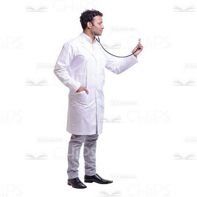 Cutout Picture of Handsome Young Doctor Looking at His Phonendoscope-0