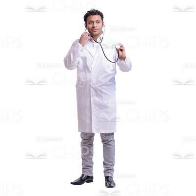 Cutout Image of Young Doctor Taking off His Phonendoscope-0