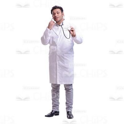 Cutout Picture of Interested Young Doctor Listening His Patient with Stethoscope-0