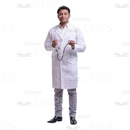 Cutout Picture of Handsome Young Doctor Holding a Stethoscope in His Hands-0