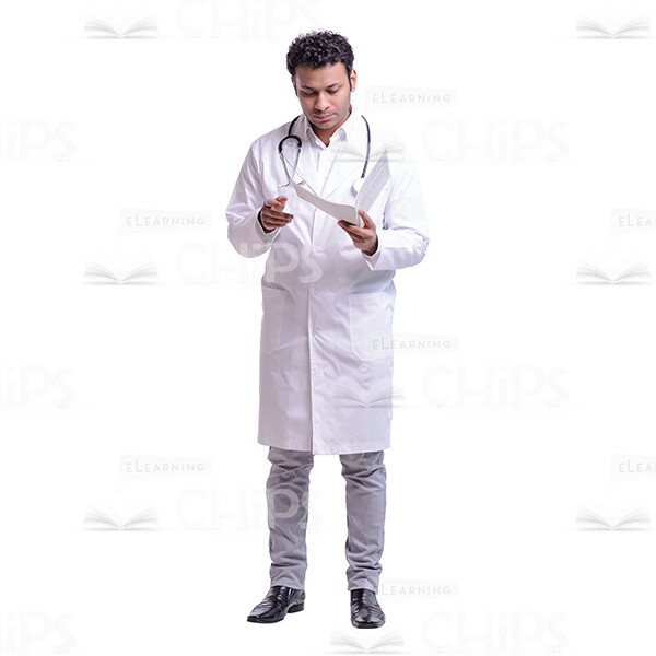 Cutout Image of Thoughtful Young Doctor Looking through a Health Record-0