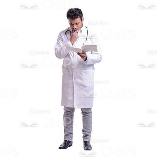 Cutout Picture of Thoughtful Young Doctor Reading in the Health Record-0