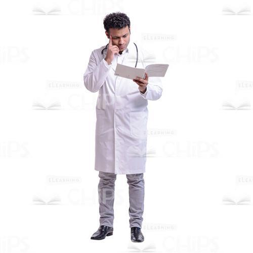 Cutout Picture of Thoughtful Young Doctor Holding a Finger at His Head-0