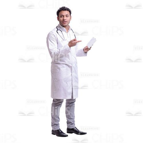 Cutout Picture of Handsome Young Doctor Pointing at a Health Record-0