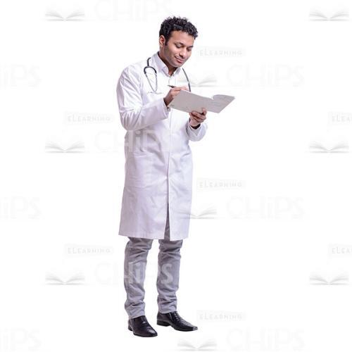 Cutout Picture of Smiling Young Doctor Writing Down in a Health Record-0