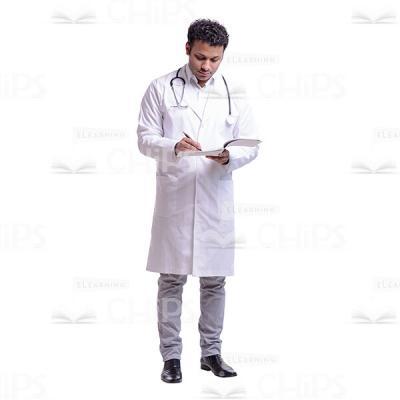 Cutout Picture of Focused Young Doctor Filling in a Medical Record-0