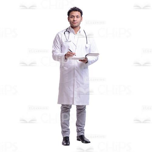 Cutout Image of Young Doctor Holding a Medical Card and Looking at the Camera-0