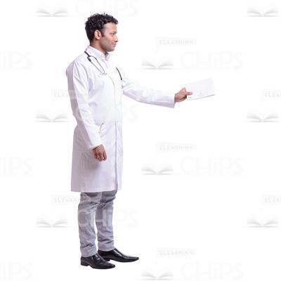 Cutout Image of Young Doctor Giving a Medical Card-0