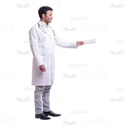 Cutout Image of Smiling Young Doctor Extending a Medical Record-0