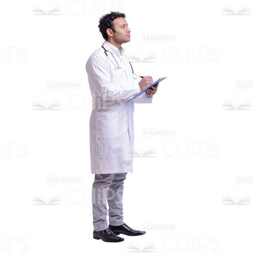Cutout Image of Young Doctor Talking with a Patient and Putting Something down-0