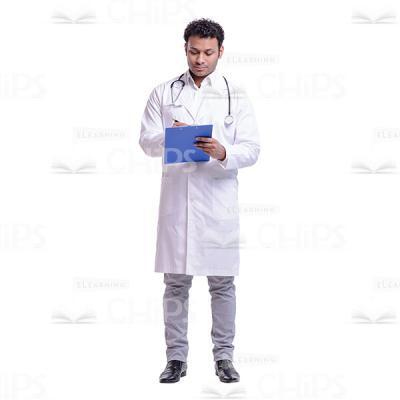 Cutout Picture of Young Doctor Making Notes at His Folder-0